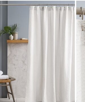 Quince Luxe Organic Waffle Shower Curtain White NEW